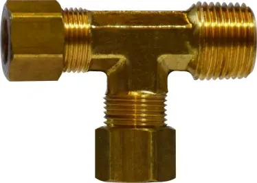 Midland Metal 18279 Run Tee, 3/8 in Tube OD x 1/4 in Male NPTF x 3/8 in Tube OD, Brass Final Sale