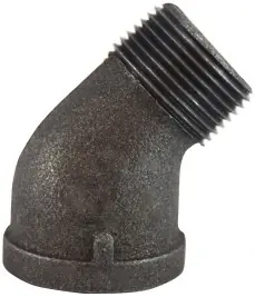 Midland Metal 65208 45 deg Street Elbow, 2 in MPT x 2 in FPT, Iron, Black, 150 lb Authentic