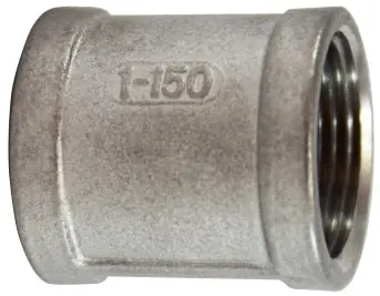 High Quality Midland Metal 62415 Banded Coupling, 1 in FPT x 1 in FPT, Stainless Steel, 150 lb