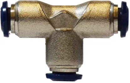 Midland Metal 20025N Union Tee, 1/8 in Push-In x 1/8 in Push-In x 1/8 in Push-In, Brass, Nickel-Plated Grab Now