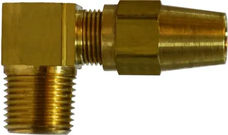 Midland Metal 38244 90 deg Elbow, 1/2 in Tube OD x 1/2 in Male NPTF, Brass Last Chance