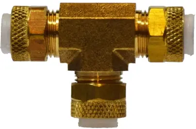 Midland Metal Poly-Flo 20251 Union Tee, 5/16 in Tube OD x 5/16 in Tube OD x 5/16 in Tube OD, Brass Weekend Sale