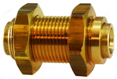 Midland Metal 821000 Bulkhead Union, 5/8 in Push-In x 3/8 in Push-In, Brass Instant Buy
