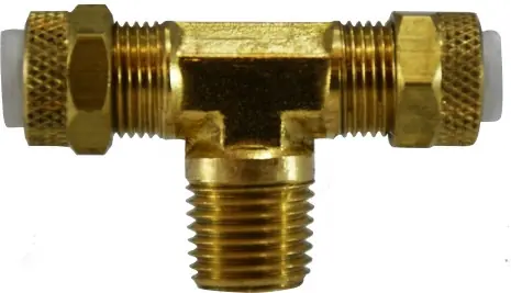 Holiday Sale Midland Metal Poly-Flo 20323 Branch Tee, 3/8 in Tube OD x 3/8 in Tube OD x 1/4 in MNPTF, Brass