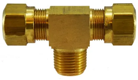 Midland Metal 38143 Branch Tee, 5/8 in Tube OD x 5/8 in Tube OD x 1/2 in Male NPTF, Brass Best Seller