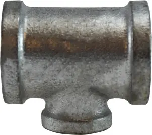 Free Returns Midland Metal 64343 Reducing Tee, 2-1/2 in FPT x 2-1/2 in FPT x 1-1/2 in FPT, Iron, Galvanized, 150 lb