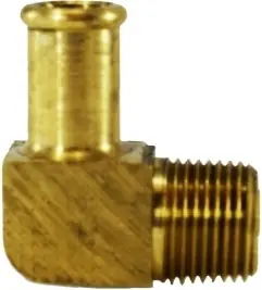 Premium Midland Metal 32192 90 deg Elbow, 3/4 in Bubble Barbed x 3/4 in MIP, Brass