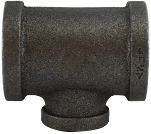 Hot Deal Midland Metal 65359 Reducing Tee, 3 in FPT x 3 in FPT x 1-1/2 in FPT, Iron, Black, 150 lb