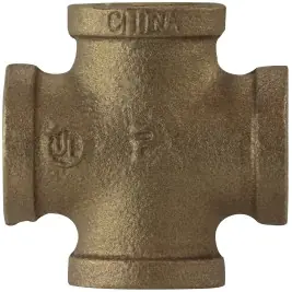 Last Chance Midland Metal 44392 Pipe Cross, 3/8 in FPT x 3/8 in FPT x 3/8 in FPT x 3/8 in FPT, Bronze
