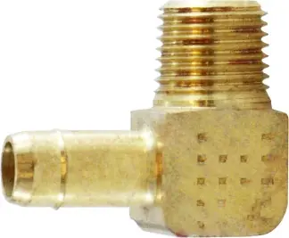 Midland Metal 21115 90 deg Single Barb Elbow, 1/4 in Tube OD x 1/4 in MIP, Brass Trusted Brand