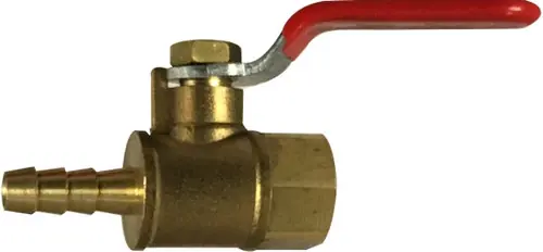 Midland Metal 944136 Mini Ball Valve, 1/4 in Nominal, FIP x Hose Barbed, 200 psi WOG Pressure Time-Limited