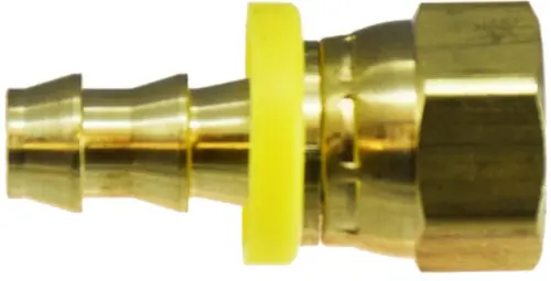 Brand New Midland Metal 30340 Adapter, 1/4 in Push-On Hose Barbed x 1/8 in FNPSM Ball Seat Swivel, Brass