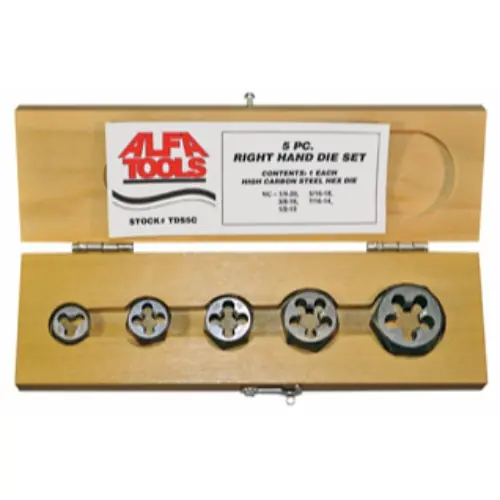 Top Rated Alfa Tools TDS5LC 5 pc Carbon Steel Left Hand Die Set Nc 1/4-1/2
