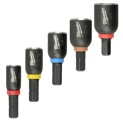 Markdown Milwaukee Tool 49-66-4563 5PC SHOCKWAVE Impact Duty 1" Insert Magnetic Nut Driver Set