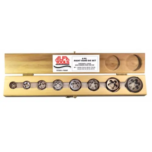Alfa Tools TDS8LC 8 pc Carbon Steel Left Hand Die Set Nc 1/4-3/4 Instant Buy