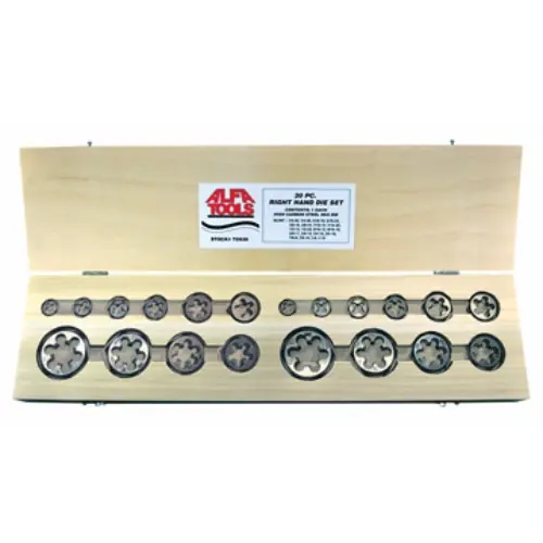 Alfa Tools TDSL20 20 pc Carbon Steel Left Hand Die Set Nc/Nf 1/4-1 Fresh Stock