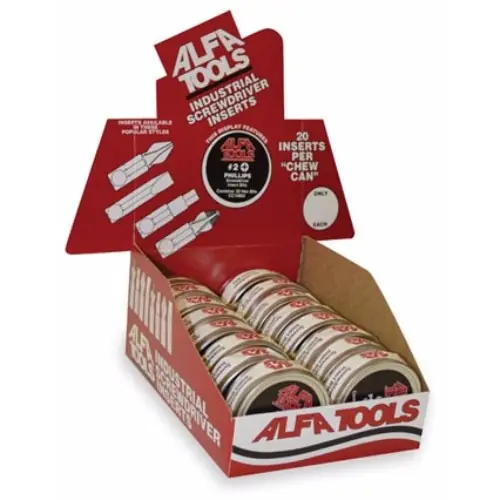 Must Have Alfa Tools CC26110D 20 pc 2 Phillips Acr Chew Can Display
