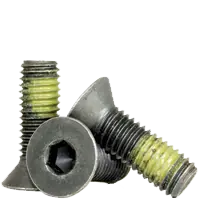 Buy Today 1/4"-20 x 2" Flat Head Socket Cap Screws, Nylon-Patch Thermal Black Oxide, Partial Thread, Coarse (UNC), Alloy Steel, Qty 100