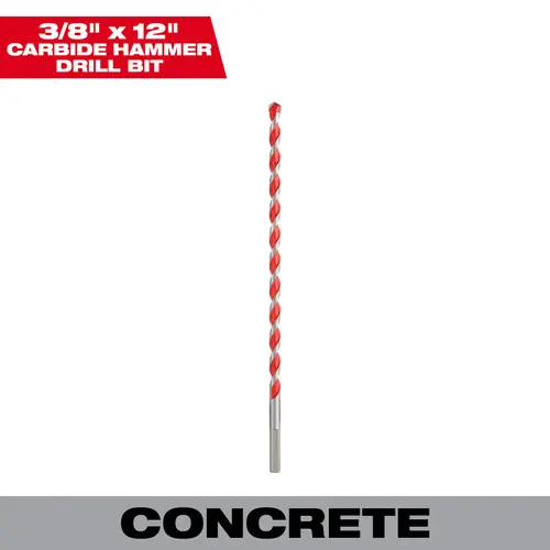 Premium Milwaukee Tool 48-20-9022 3/8" x 10" x 12" SHOCKWAVE Impact Duty Carbide Hammer Drill Bit with POWER TIP, 3 Pack