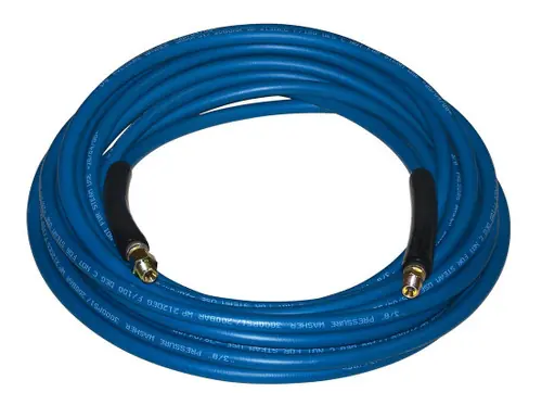 Place Order Buchanan Rubber PWBHP-038-50ASS Pressure Washer Hose Assembly, 50 ft L, 4000 psi, Nitrile Rubber Tube, Black/Blue