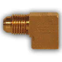 Reduced Price Mid-America Fittings 250X4X4 90 deg Barstock Elbow, 1/4 in SAE 45 deg Male Flared x 1/4 in FPT, Brass