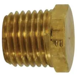Free Returns AMC 706121-04 Cored Hex Head Plug, 1/4 in MPT, Brass