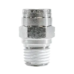 Midland Metal 20046NIC Adapter with Nickel Collet, 5/32 in Push to Connect x 1/4 in MPT, Brass, Nickel-Plated Place Order