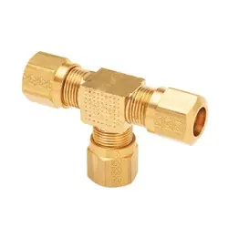 Mid-America Fittings NT264X6 Barstock Tee, 3/8 in Tube OD x 3/8 in Tube OD x 3/8 in Tube OD, Brass Genuine