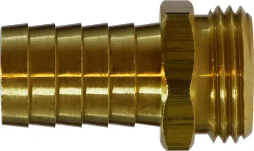 AMC 707048-0612 Straight Male End Hex Adapter, 3/8 in Hose Barbed x 3/4 in MGH, Brass Final Sale