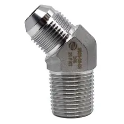 Stainless Adapters SS2503-16-16 45 deg Elbow, 1 in 37 deg JIC Male Flared x 1 in MNPT, Stainless Steel Must Have