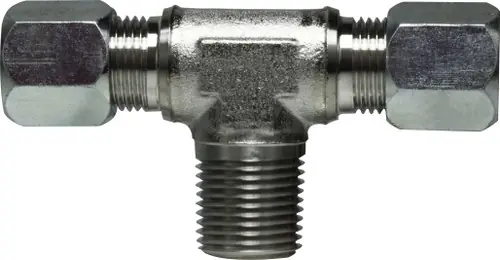 Midland Metal SSC260164 Branch Tee, 3/8 in Tube OD x 1/4 in Tube OD x 1/4 in MNPT, Stainless Steel Direct From Factory