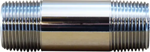 Final Sale Midland Metal 41025 Pipe Nipple, 1/4 in MPT x 1/4 in MPT, 3-1/2 in, Brass, Chrome-Plated