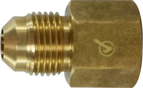 While Supplies Last AMC 704046-0608 Adapter, 3/8 in SAE 45 deg Male Flared x 1/2 in FIP, Brass