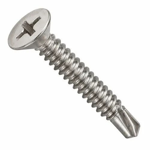 Authentic 10-16 x 1 3/4" Self-Drilling Screws, Phillips Flat Head, 3 Point BSD, 410 Stainless Steel, Full Thread, Hardened, Qty 500
