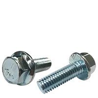 In Demand 3/8"-16 x 1 1/4" Flange Screws, Serrated, Hex Head, Grade 5, Zinc Cr+3, Full Thread, Qty 100