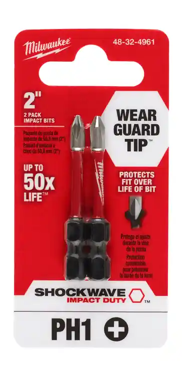 Milwaukee Tool 48-32-4961 SHOCKWAVE Impact Duty 2" PH1 Bit (2 Pk), 3 Pack Instant Buy
