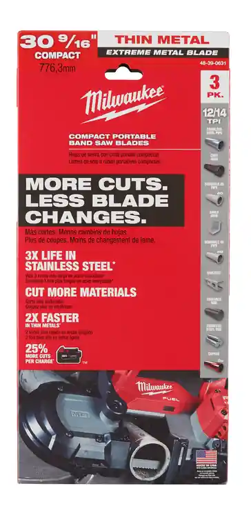Milwaukee Tool 48-39-0631 30-9/16" 12/14 TPI Extreme Metal Compact Band Saw Blade for Thin Metal (3 PK) Limited Offer