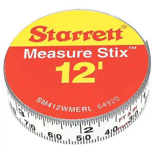 Professional Grade L.S. Starrett SM412WMERL Measure Stix 1/2"X3.65M/12Ft Rgt To Lft Metric