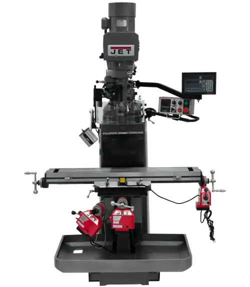Crafted JET JT9-690544 JTM-949EVS Mill With 3-Axis Newall NMS800 DRO (Knee) With X, Y and Z-Axis Powerfeeds