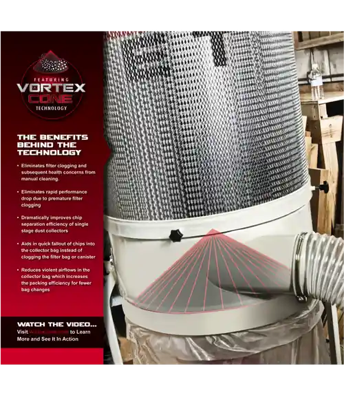 While Supplies Last JET JT9-708659K DC-1100VX-CK Dust Collector, 1.5HP 1PH 115/230V, 2-Micron Canister Kit