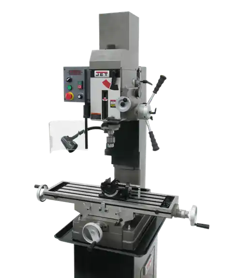 Today Only JET JT9-351157 JMD-45VSPFT Variable Speed Geared Head Square Column Mill Drill with Power Downfeed & Newall NMS300 2-Axis DRO & X-Axis Powerfeed