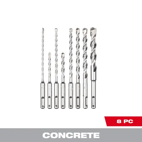 Genuine Milwaukee Tool 48-20-7673 8 PC SDS Plus M/2 2-Cutter Drill Bit Kit