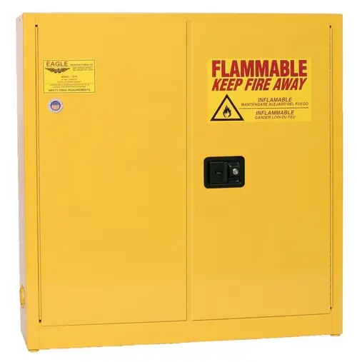 Eagle 1976X Flammable Liquid Storage Cabinet, Wall-Mount, Self-Close Door, 24 gal Cap, Yellow Trending