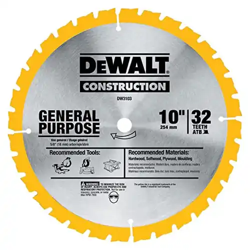 Markdown Dewalt DW3103 10" 32T Thin Kerf Carbid