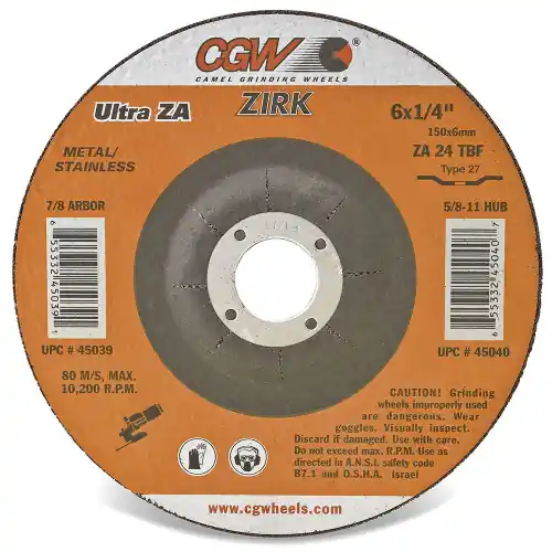 Certified CGW Abrasives 45040 6 x 1/4 x 5/8-11 T27 Za24Tbf Resin Grind Whls, 10 Pack