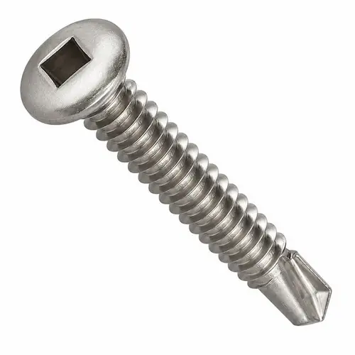 Limited Time 12-14 x 2" Self-Drilling Screws, Square Drive Pan Head, 3 Point BSD, 410 Stainless Steel, Full Thread, Hardened, Qty 200