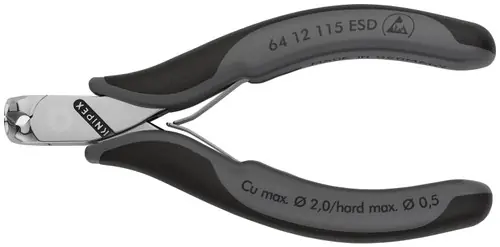 Professional Grade Knipex 64 12 115 ESD Electronics End Cutting Nippers-ESD Handles, 4 1/2" Nominal Length