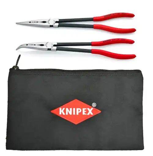 Knipex 9K 00 80 128 US 2 Pc Extra Long Needle Nose Pliers Set w/ Keeper Pouch (28 71 280, 28 81 280 and 9K 00 90 12 US) Time-Limited