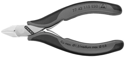 High Quality Knipex 77 42 115 ESD Electronics Diagonal Cutters-ESD Handles, 4 1/2" Nominal Length