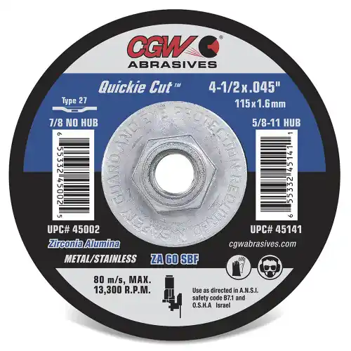 CGW Abrasives 45007 6 x .045 x 7/8 T27 Za60Sbf Resin Cut Whls Thin, 25 Pack Big Sale